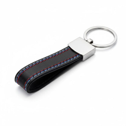 BMW Carbon Optik Schlüsselanhänger Leder Schwarz (Auf Wunsch mit Gravur)